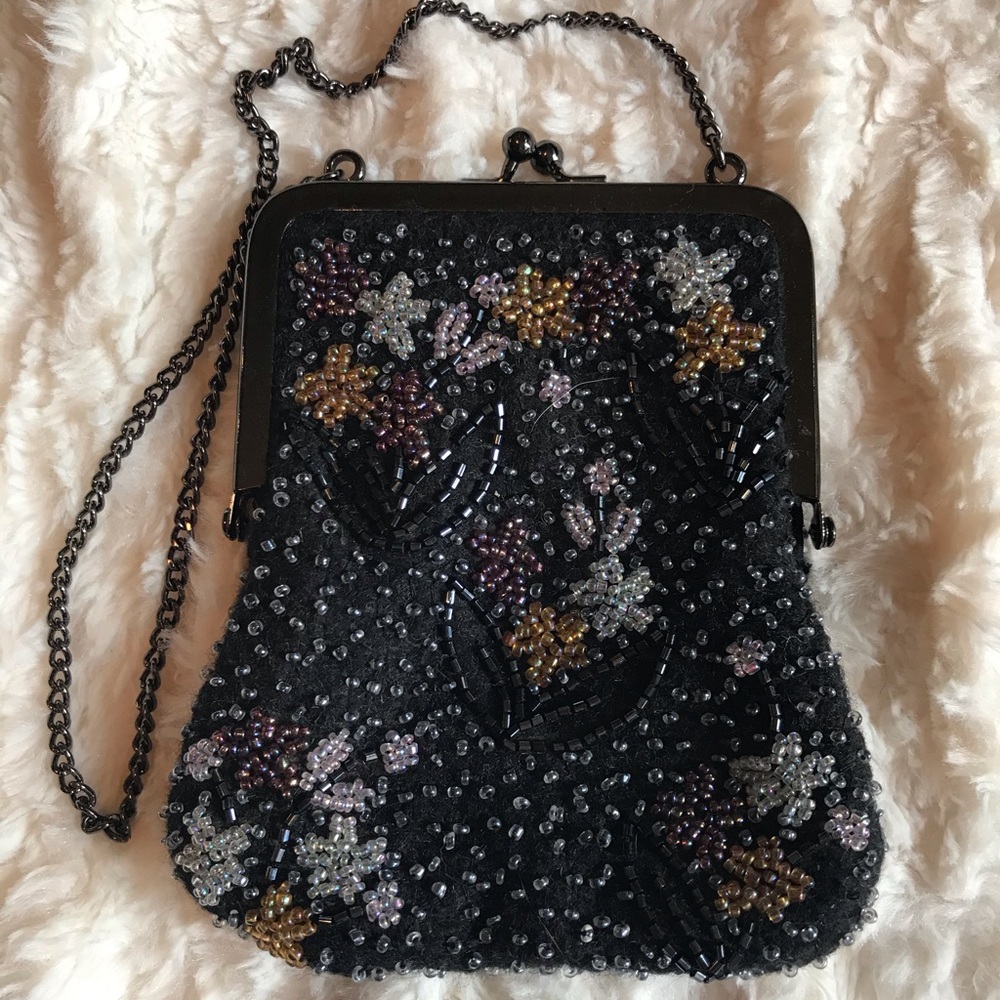 Black beaded clutch